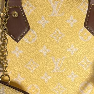 LV Fashion Yellow with White Monogram Speedy 30 handbag
